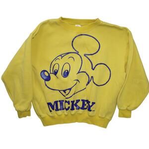 Vintage Mickey Mouse Sweatshirt Yellow Blue Graphic – Youth L / Women’s XS-S